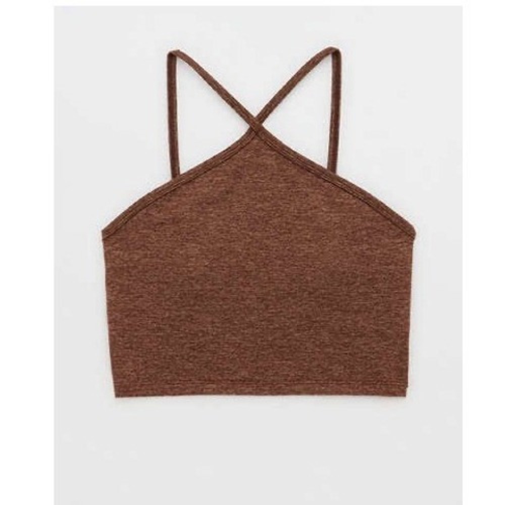Offline by Aerie Womens Sz Medium The Hugger Longline Racerback Sports Bra Brown